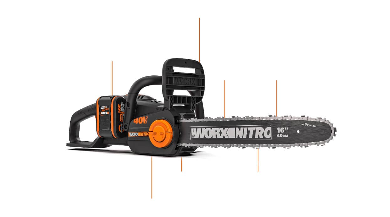 Cordless chainsaws and pole saws for pruning plants Worx